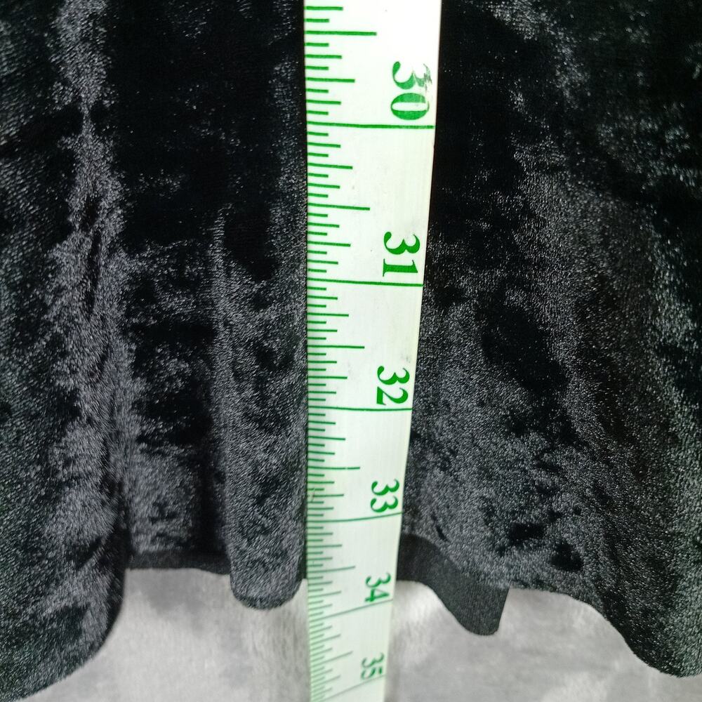 Storia Dress Women Size Medium Black Crushed Velvet Goth Lace Ruffle Deep V - Picture 7 of 10